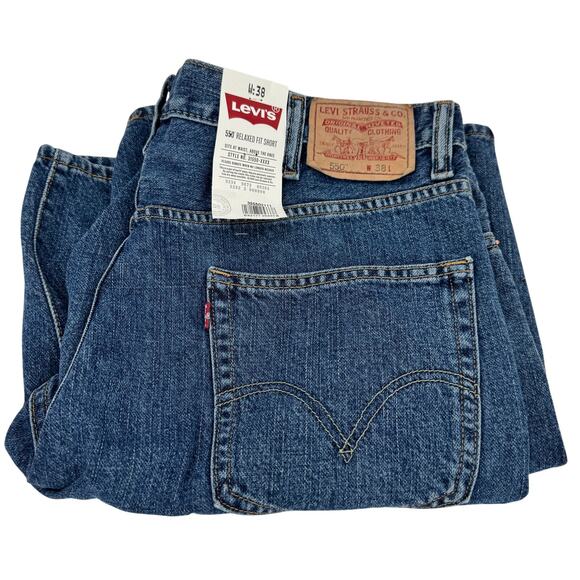 Levi's 550 Jean Shorts Mens 38 (39x10 ACTUAL) Relaxed Fit Blue Denim Jorts NEW - Picture 1 of 9